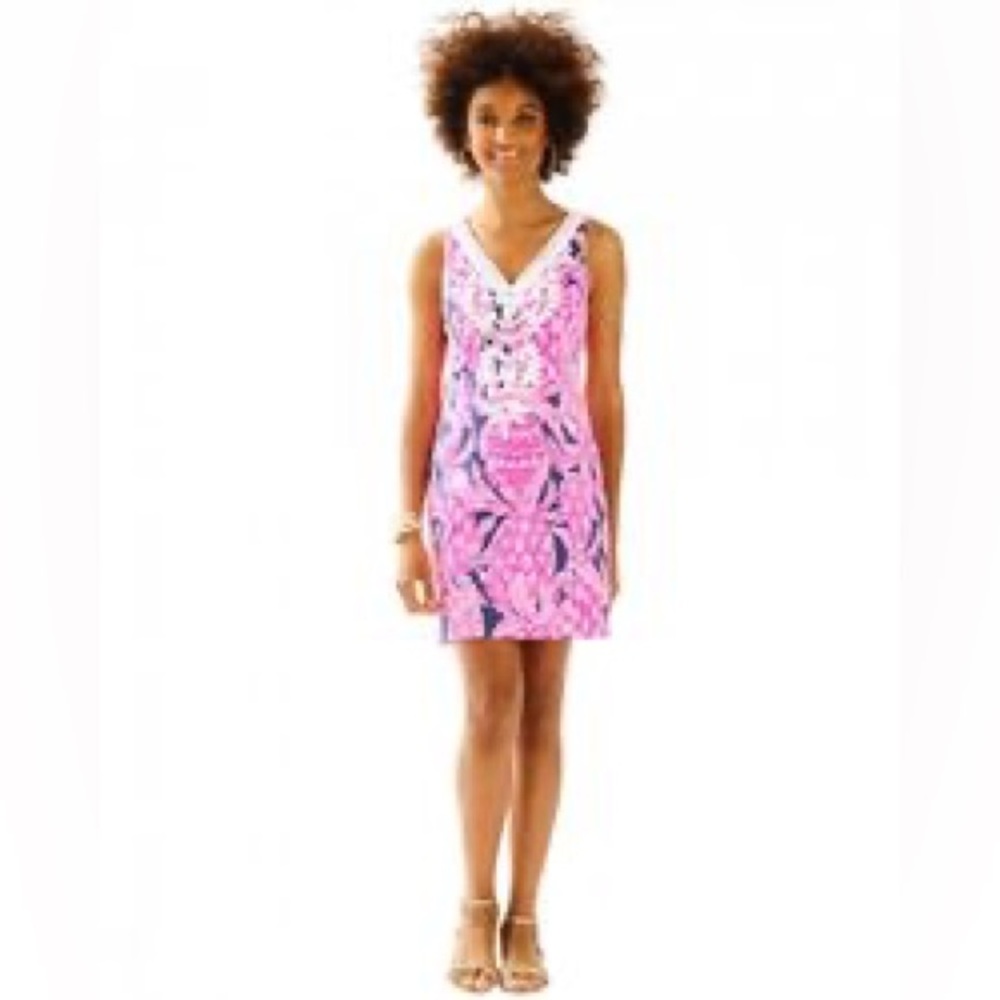 Lilly Pulitzer Valli Vibrant Pink Patterned Shift Dress 10